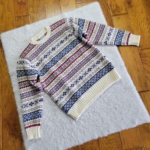 Jamieson's Shetland Wool Sweater Women's Large Fair Isle Print